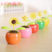 车载太阳花 摇摆太阳能水果花 太阳精灵汽车饰品摆件 太阳花